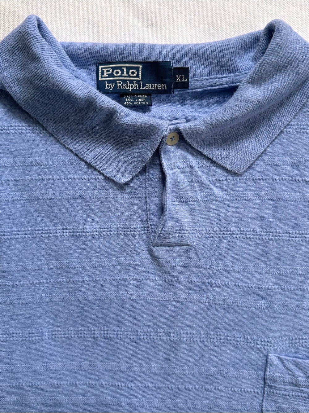 Polo by Ralph Lauren Light Blue Linen Cotton Blend Textured Stripe Knit - Picture 2 of 3